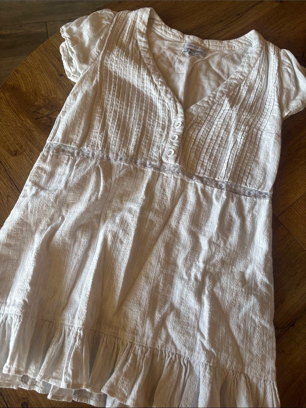 Urban Outfitters Cream Textured V-Neck Button Blouse